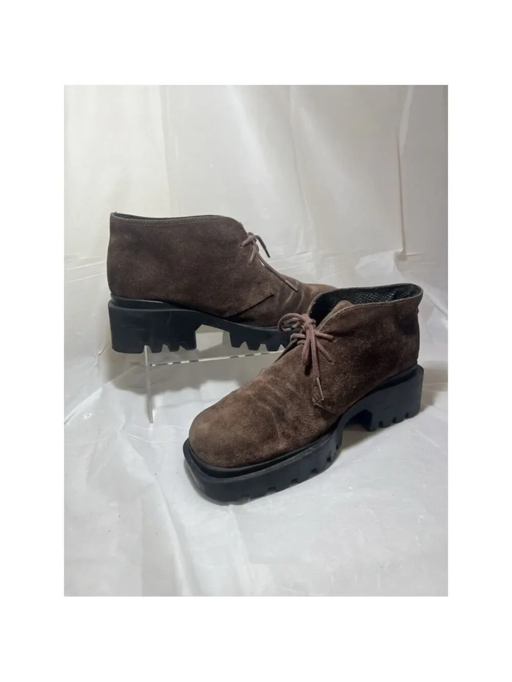 Colin Stuart vintage chunky Platform Loafer Brown Suede Y2K 90's
